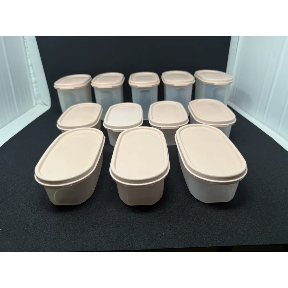 Tupperware Modular Mates Lot 12 Pc Pink Lids Pantry Storage Containers Set